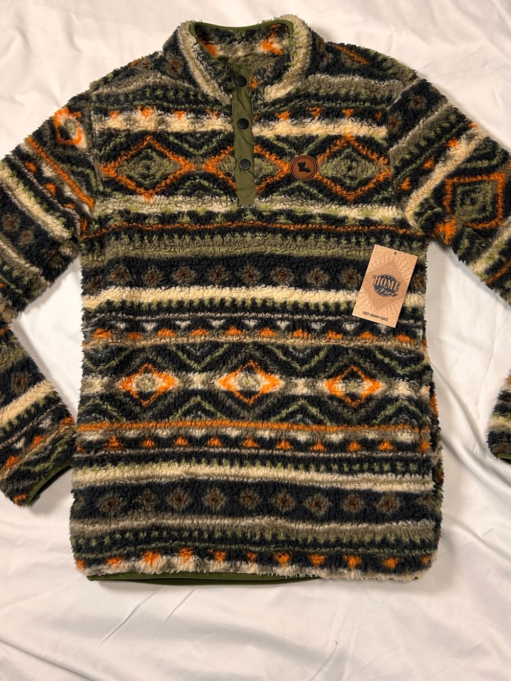 Home Free Louisiana Cave Geo Unisex Sherpa Fleece Pullover S NWT